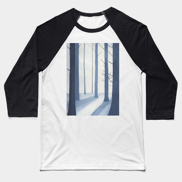 Winter Woods in Blue Baseball T-Shirt by VegShop